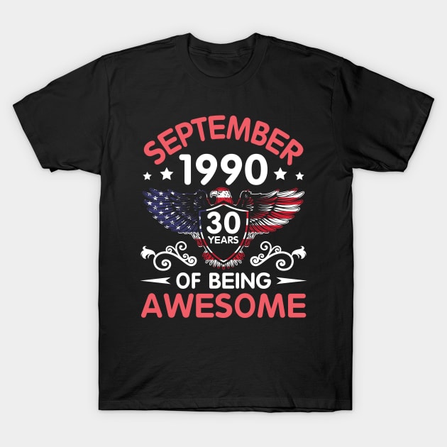 USA Eagle Was Born September 1990 Birthday 30 Years Of Being Awesome T-Shirt by Cowan79